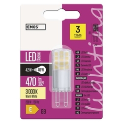 LED žárovka Classic JC / G9 / 4,2 W (40 W) / 470 lm / teplá bílá