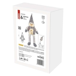 LED vánoční sněhulák sedící, 31 cm, 3x AA, vnitřní, teplá bílá