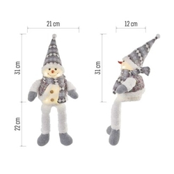 LED vánoční sněhulák sedící, 31 cm, 3x AA, vnitřní, teplá bílá