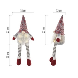 LED vánoční skřítek sedící, 27 cm, 3x AA, vnitřní, teplá bílá