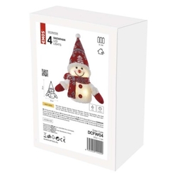 LED vánoční sněhulák svítící, 25 cm, 3x AA, vnitřní, teplá bílá