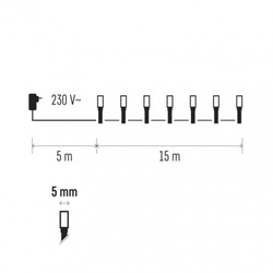 Aplikací ovládaný LED vánoční řetěz, 15m, venkovní, st./t.b.