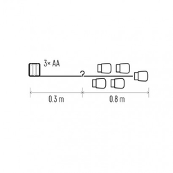 LED girlanda – 5× skleničky, 3× AA, teplá bílá, časovač