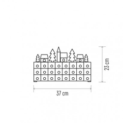 LED adventní kalendář, 37×23cm, 2× AA, vnitřní, teplá bílá
