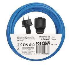 Počasí odolný prodlužovací kabel 20 m / 1 zásuvka / černý / silikon / 230 V / 1,5 mm2