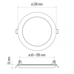 LED panel 2v1 230mm, kruhový přisazený/vestavný, 18W,tepl.b.