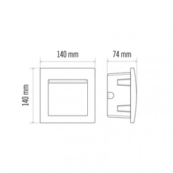 LED orientační vestavné svítidlo 140×140, 3W teplá bílá,IP65