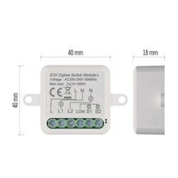 GoSmart modul spínací IP-2104SZ, ZigBee, 2-kanálový (nevyžaduje N vodič)