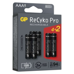 Nabíjecí baterie GP ReCyko Pro Professional AAA (HR03), 6 ks