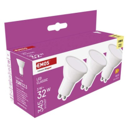 LED žárovka Classic MR16 / GU10 / 3 W (32 W) / 345 lm / teplá bílá, 3 ks