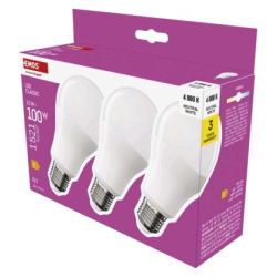 LED žárovka Classic A60 / E27 / 13 W (100 W) / 1521 lm / neutrální bílá, 3 ks