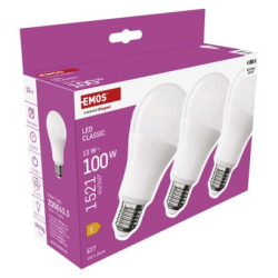 LED žárovka Classic A60 / E27 / 13 W (100 W) / 1521 lm / neutrální bílá, 3 ks