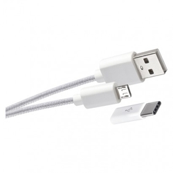 Duální USB adaptér do sítě + micro USB kabel + USB-C redukce