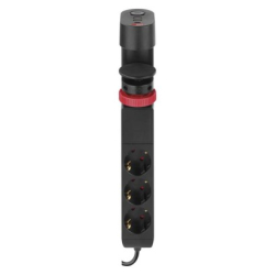 Prodlužovací kabel 1,5 m/3 zásuvky/vypínač/uchycení na stůl/USB/černý/PVC/1,5 mm2 