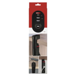Prodlužovací kabel 1,5 m/3 zásuvky/vypínač/uchycení na stůl/USB/černý/PVC/1,5 mm2 