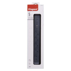Legrand přepěťová ochrana – 5 zásuvek 1,5m, černá