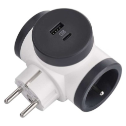 LEGRAND Revolution Rozbočovací zásuvka 2×, 1× USB-A + 1×USB-C