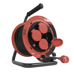 Venkovní prodlužovací kabel na bubnu 25 m / 4 zásuvky / guma / 230 V / 1,0 mm2 / IP44