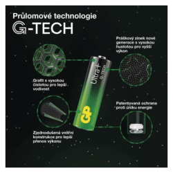 Alkalická baterie GP Ultra Plus AA (LR6), 10 ks