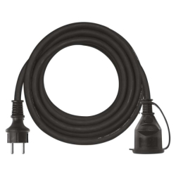 Venkovní prodlužovací kabel 5 m / 1 zásuvka / černý / guma-neopren / 250 V / 1,5 mm2