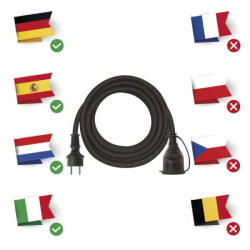 Venkovní prodlužovací kabel 5 m / 1 zásuvka / černý / guma-neopren / 250 V / 1,5 mm2