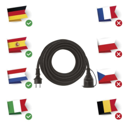 Venkovní prodlužovací kabel 10 m / 1 zásuvka / černý / guma-neopren / 250 V / 2,5 mm2