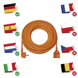 Prodlužovací kabel 30 m / 1 zásuvka / oranžový / PVC / 250 V / 1,5 mm2