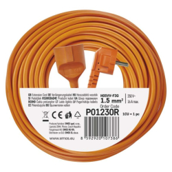 Prodlužovací kabel 30 m / 1 zásuvka / oranžový / PVC / 250 V / 1,5 mm2
