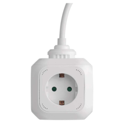 Prodlužovací kabel - kostka 1,9 m / 4 zásuvky / bílý / PVC / s USB / 1,5 mm2