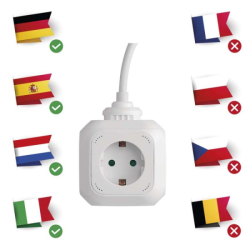 Prodlužovací kabel - kostka 1,9 m / 4 zásuvky / bílý / PVC / s USB / 1,5 mm2