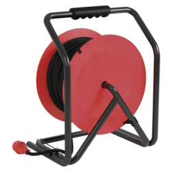 Venkovní prodlužovací kabel na bubnu 50 m / 4 zásuvky / černý / guma / 230 V / 2,5 mm2 