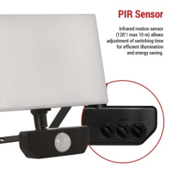 LED reflektor TAMBO se senzorem pohybu, 30 W, 3000 lm, černý