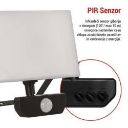 LED reflektor TAMBO se senzorem pohybu, 30 W, 3000 lm, černý