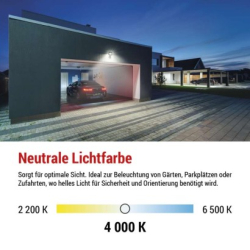 LED reflektor TAMBO se senzorem pohybu, 30 W, 3000 lm, černý