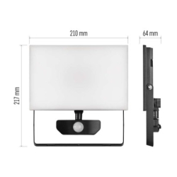 LED reflektor TAMBO se senzorem pohybu, 50 W, 5000 lm, černý