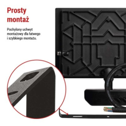LED reflektor TAMBO se senzorem pohybu, 50 W, 5000 lm, černý