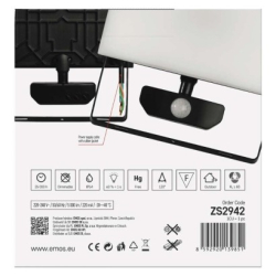 LED reflektor TAMBO se senzorem pohybu, 50 W, 5000 lm, černý