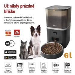 GoSmart dávkovač krmiva s kamerou, 6 l, černý, Wi-Fi