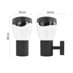 LED zahradní nástěnné svítidlo, 16,4 x 12 x 23 cm, 1 x E27, 15 W