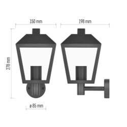 LED zahradní nástěnné svítidlo, 19,8 x 15 x 27,8 cm, 1 x E27, 15 W
