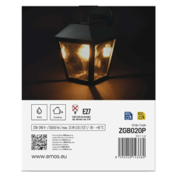 LED zahradní nástěnné svítidlo, 18 x 15 x 24,5 cm, 1 x E27, 15 W