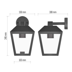 LED zahradní nástěnné svítidlo, 18 x 15 x 24,5 cm, 1 x E27, 15 W