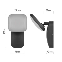 LED zahradní nástěnné svítidlo, 12 x 12 x 20 cm, 12,5 W, teplá bílá
