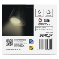 LED zahradní nástěnné svítidlo, 8,8 x 6,7 x 8 cm, 1 x GU10, 35 W