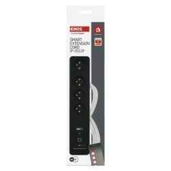 GoSmart prodlužovací kabel 2 m / 4 zásuvky / s vyp. / s USB / bílá-černá / PVC / 1,5 mm2