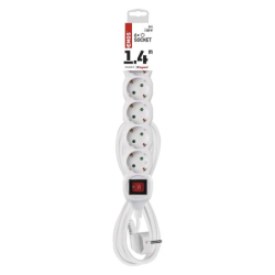 Prodlužovací kabel 1,4 m / 6 zásuvek / bílý / PVC / 1 mm2