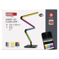 GoSmart LED stojací lampa, černá, 175 cm, teplá bílá / RGB, WiFi