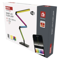 GoSmart LED stojací lampa, černá, 175 cm, teplá bílá / RGB, WiFi