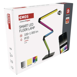 GoSmart LED stojací lampa, černá, 175 cm, teplá bílá / RGB, WiFi