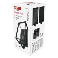 LED zahradní nástěnné svítidlo s čidlem soumraku MALVA, 13 × 12 × 28 cm, 1 × E27, 15 W